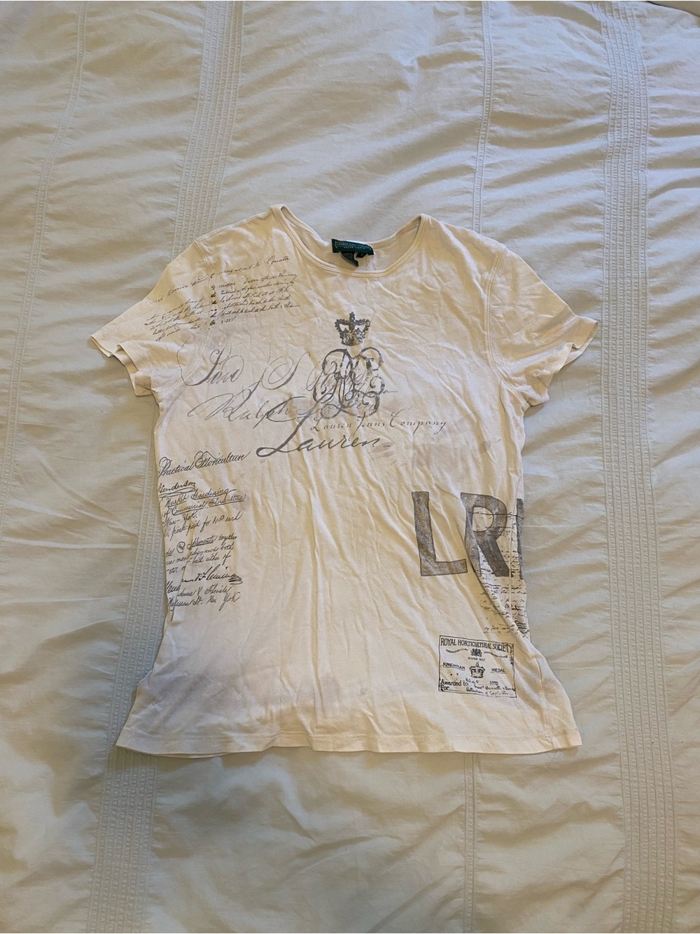 Y2K Lauren Ralph Lauren White Graphic Short-Sleeve Tee